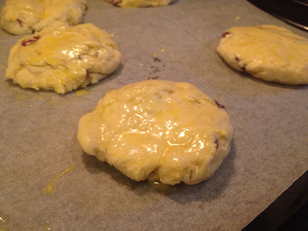 Coat them with whisked egg.