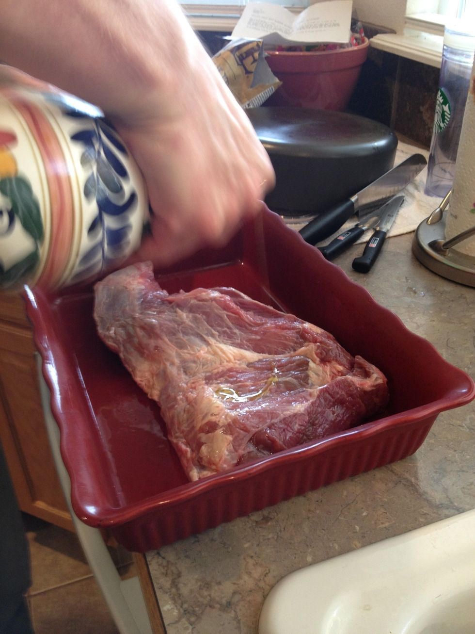 Coat Tri-tip in olive oil so there is a coating.
