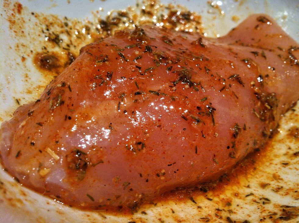Coat your Chicken in the marinade..