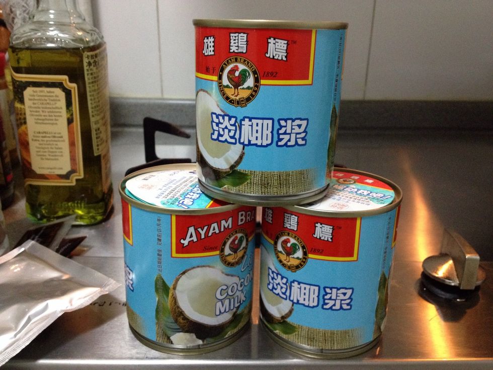 Coco nut milk set aside for later. 2 cans are usually enough. I prepared 3 just in case.