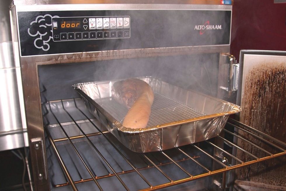 Cold smoke for 30 minutes and leave in the oven for 90 minutes