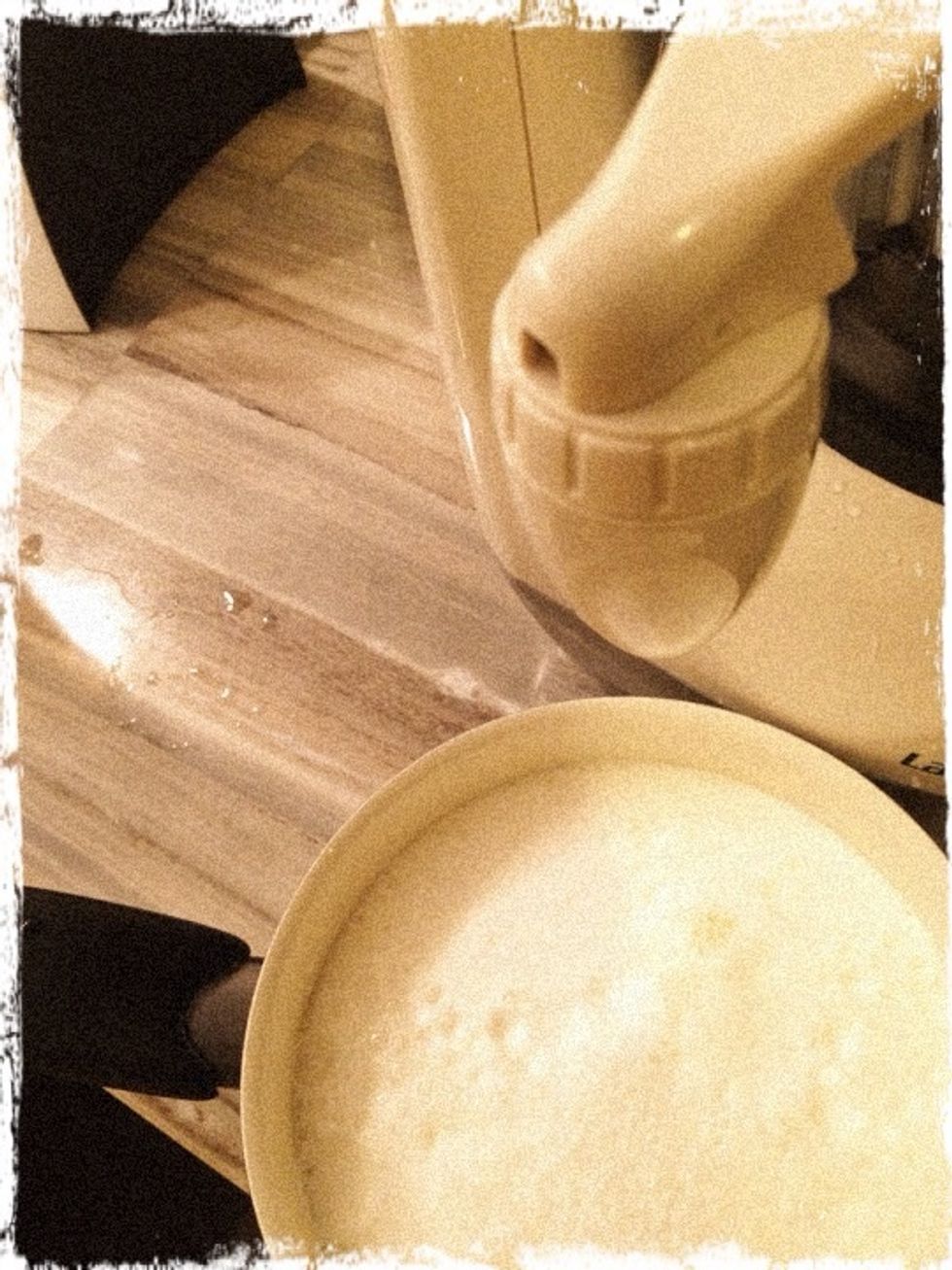 Collect the extracted soya bean milk in a cooking pot