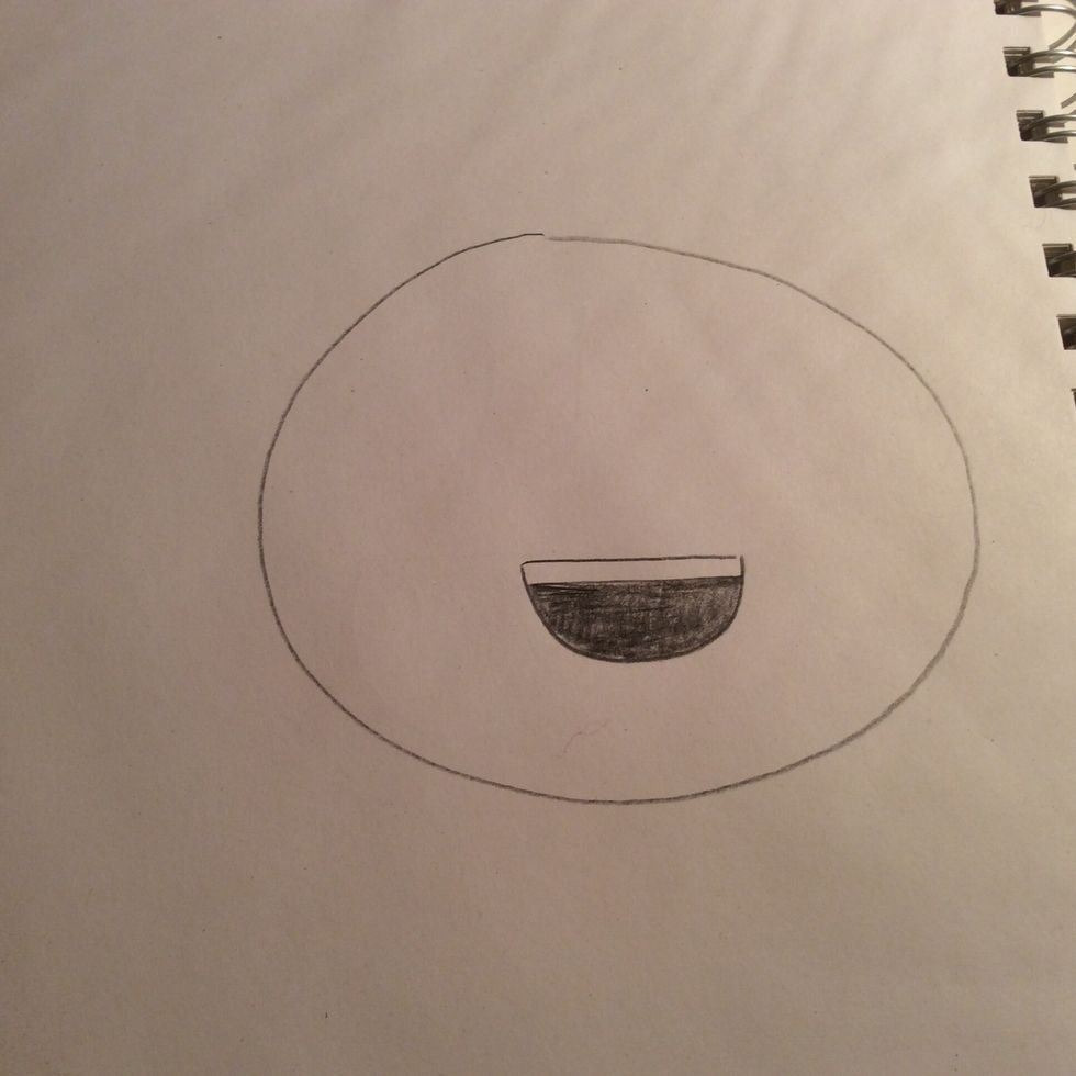 Color in part of the mouth, leaving a space. This is the teeth.