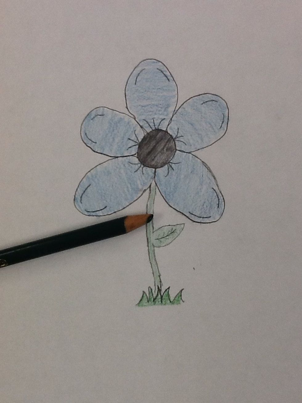 Color in the stem, grass, and leaf green.