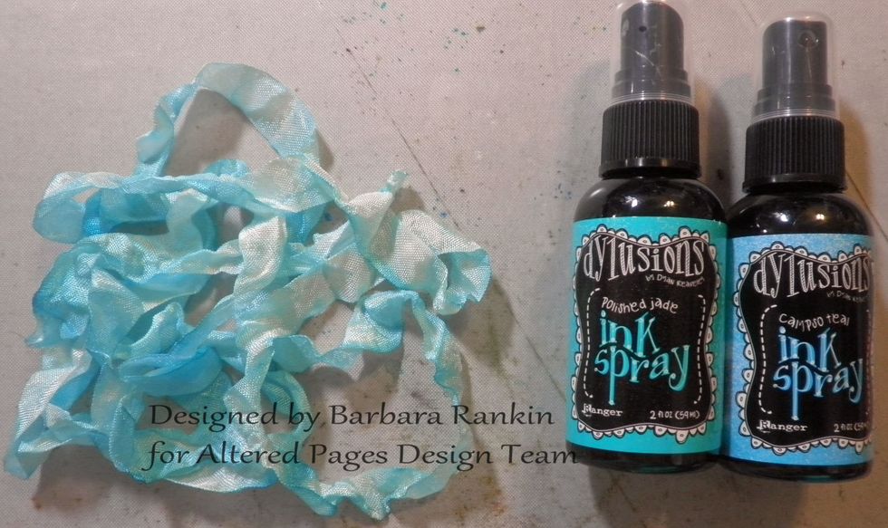 Color off-white seam binding to match your cover. Let dry in a crinkled fashion. You will need approximately three times the height of your book spine, in my case, 24".