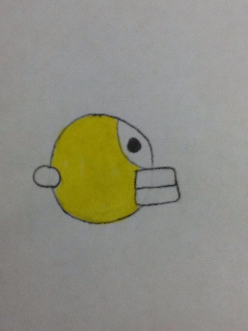 Color the biggest section yellow for the body.