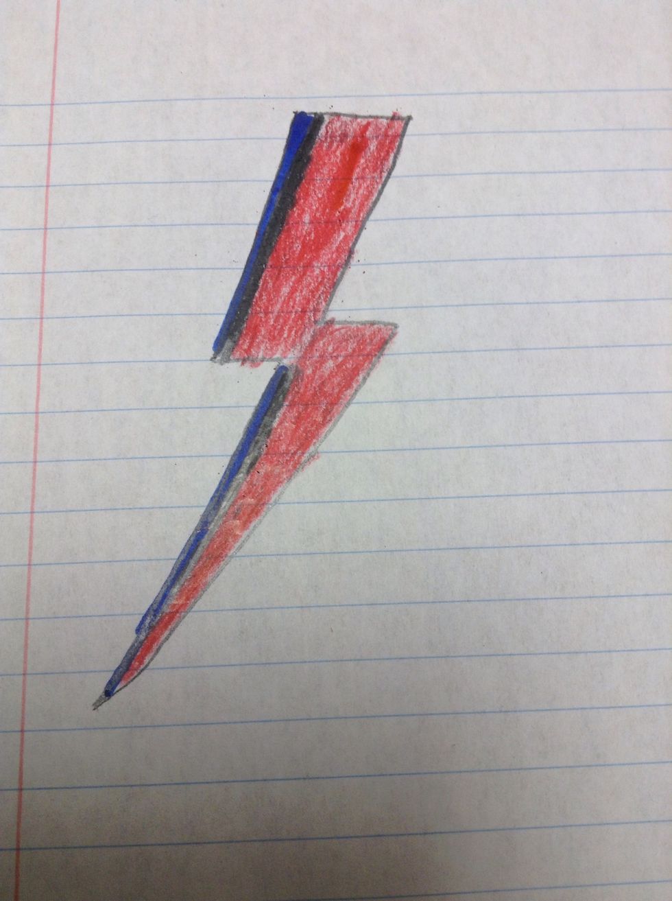 Color the rest of the bolt red and your done!