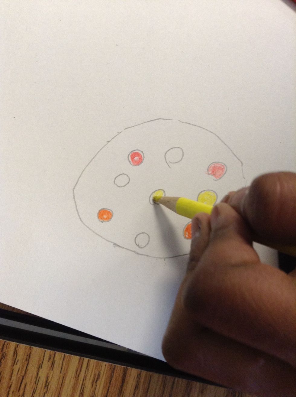 Color them yellow, orange, and red.