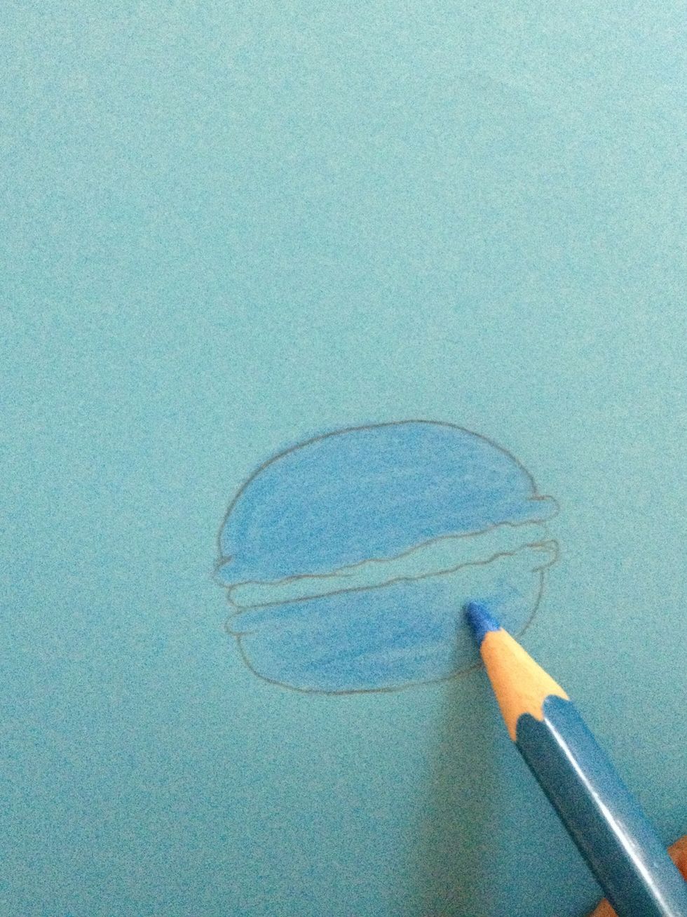 Coloring the drawing in blue \ud83c\udfa8