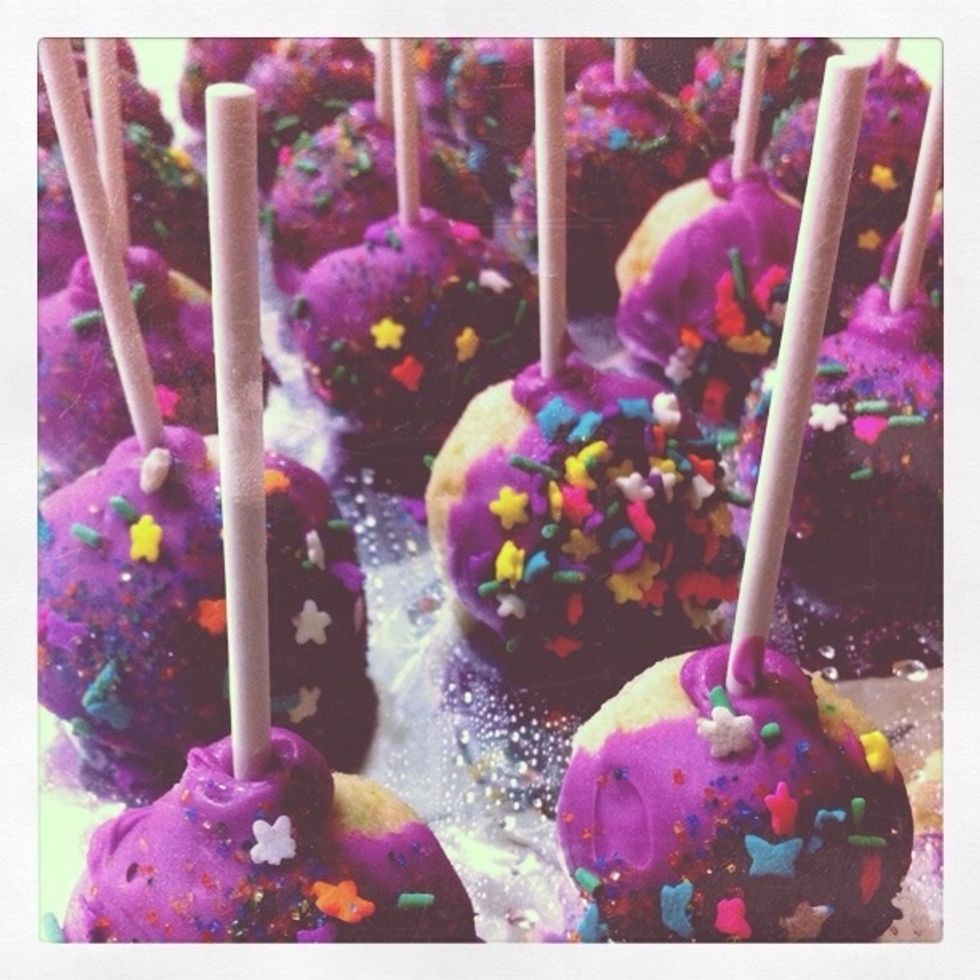 Colors are always fun! Coloured sugar crystals don't always show up on darker colors, keep that in mind!