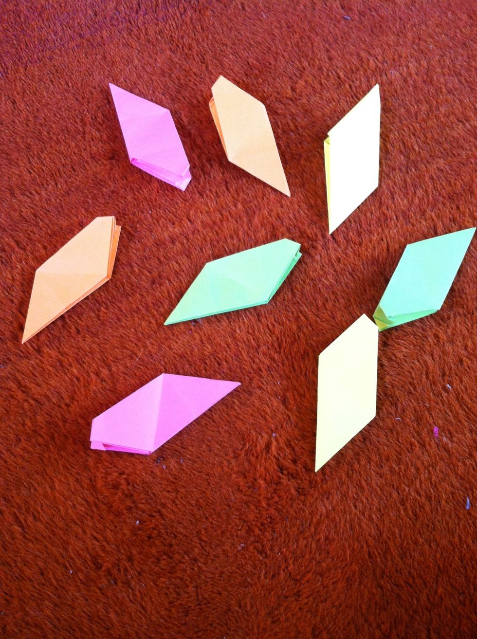 (Colors may vary) do the same step woth the other 7 n u should have 8 parallelograms that align with each other!
