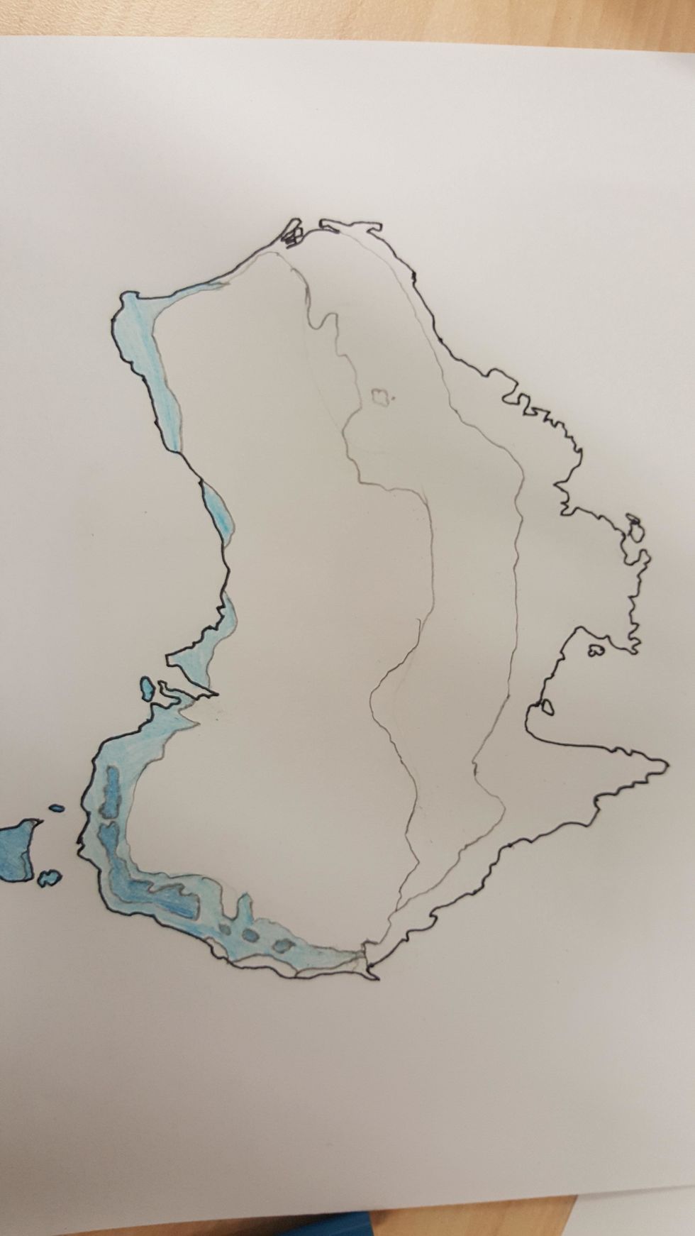 Colour in your map to represent the different areas to match the original. MAKE SURE YOU SHADE AREAS IN LIGHTLY AS IT NEEDS TO BE SEE THROUGH.