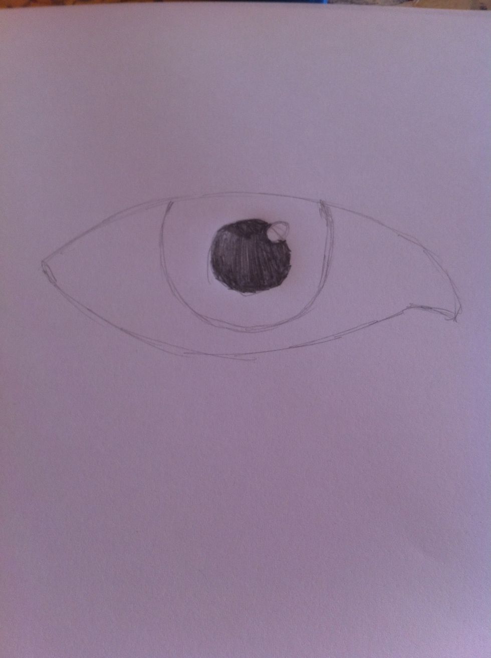 Colour it in with heavy strokes. Try to keep it sort of in the same directions unlike mine