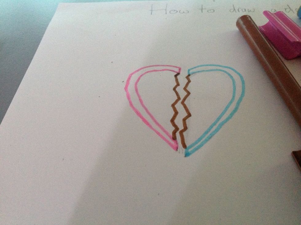 Colour the broken lines and make sure that you don't over colour the other parts.