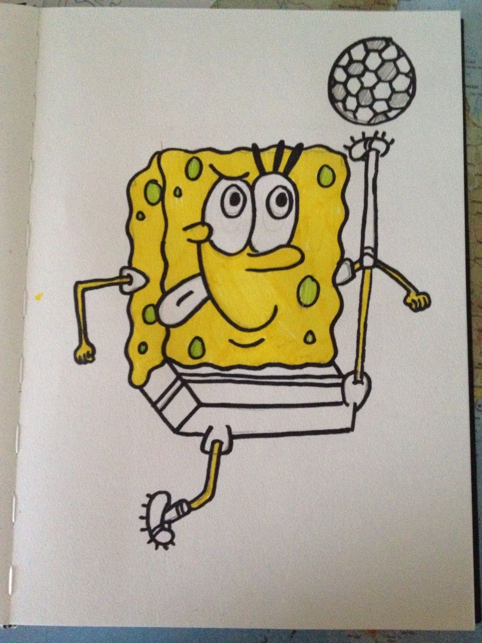 Colour the spots in using the pale green colour.