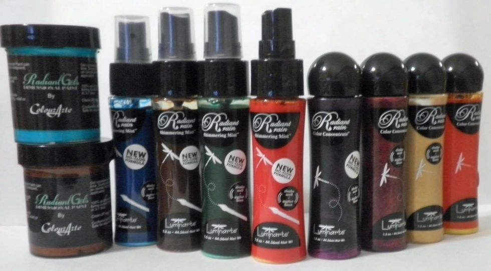 ColourArte makes these fabulous shimmering mists, color concentrates in dauber bottles, dimensional paints, as well as the well-known Twinkling H20's. Stop by www.colourarte.com today to see it all.