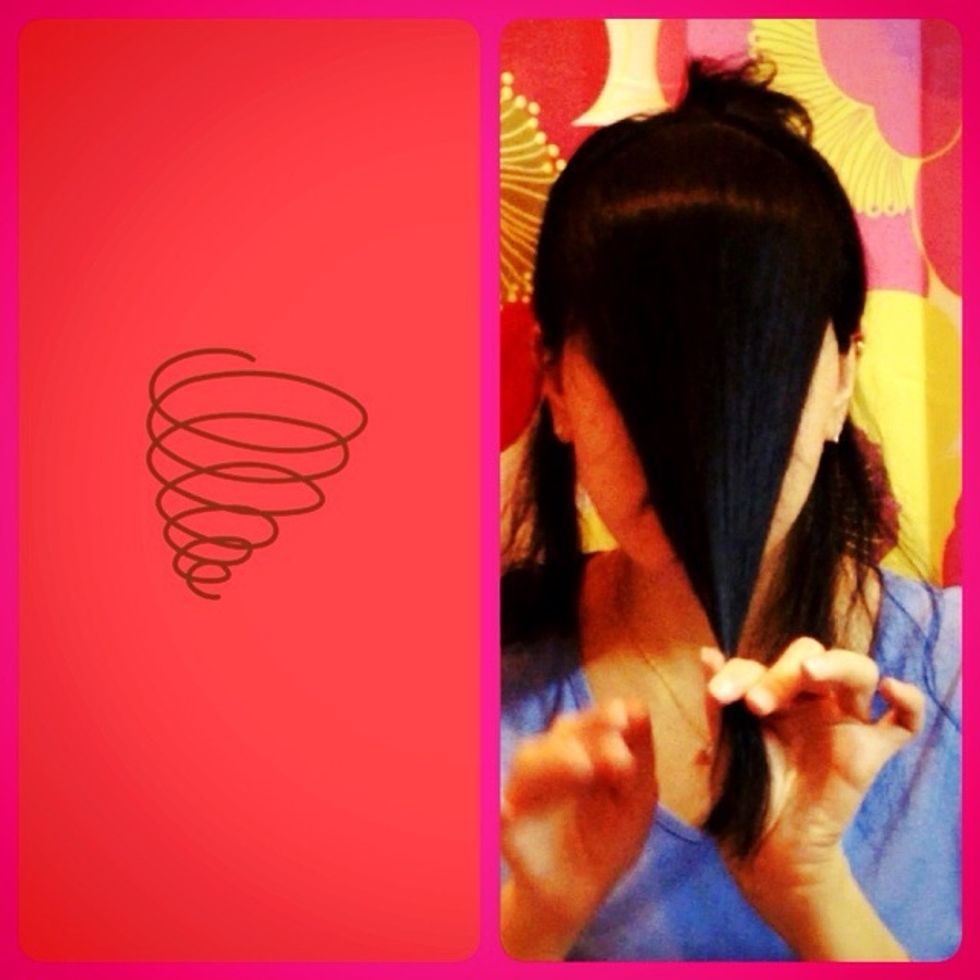 Comb the hair and then catch the hair and wrap our hand for the afterlife hand or half a roll.\u21aa