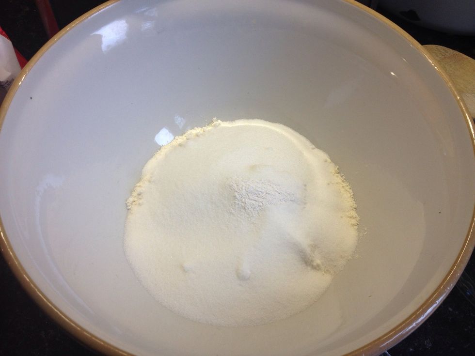 Combine all dry ingredients in large mixing bowl.