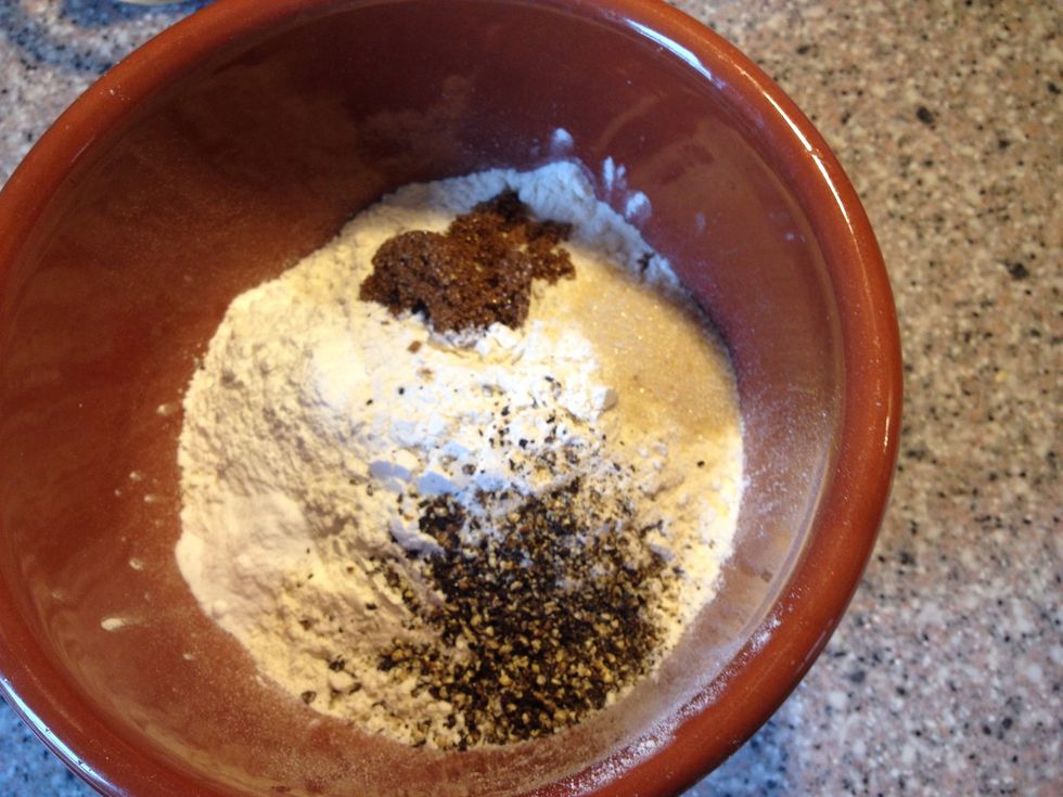 Combine all dry ingredients in mixing bowl.