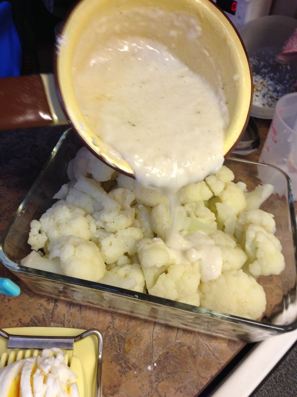 Combine cauliflower & sauce gently so as not to break up flowerets.