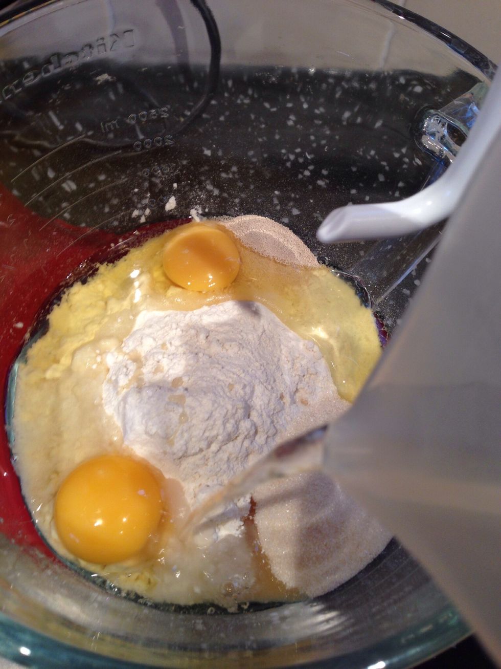 Combine dough ingredients and knead in the mixing bowl for three minutes until it comes together. Carry on mixing for 6 minutes until the dough is soft and pliable