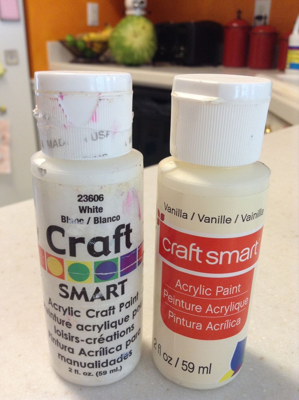 combine either white or vanilla/creme acrylic paint with water