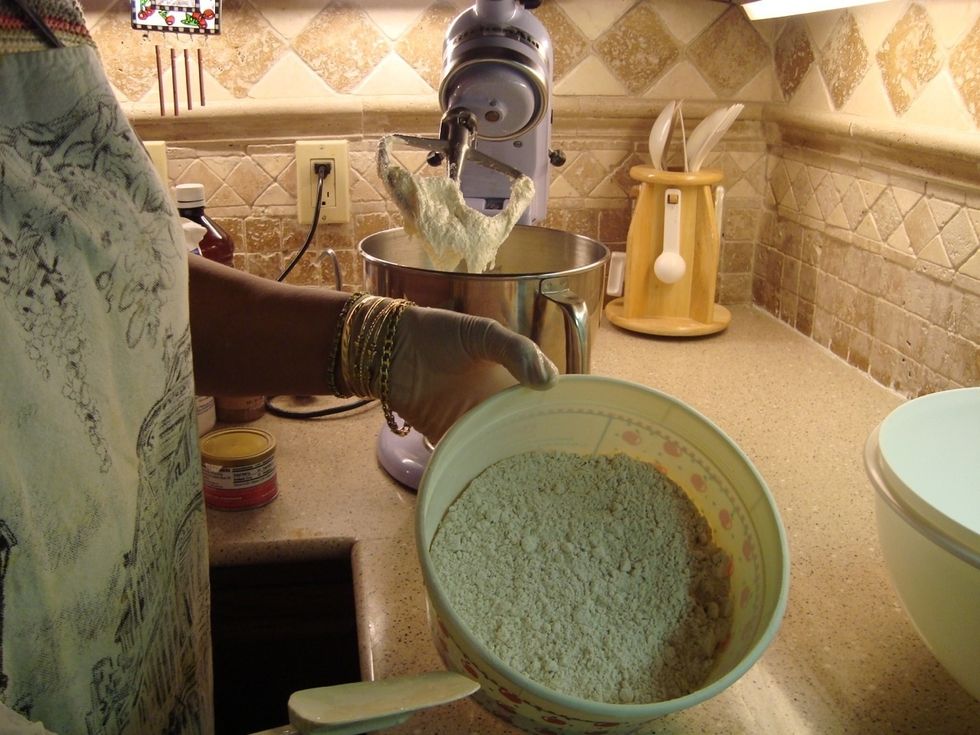 Combine flour, all spices, baking powder, and salt.