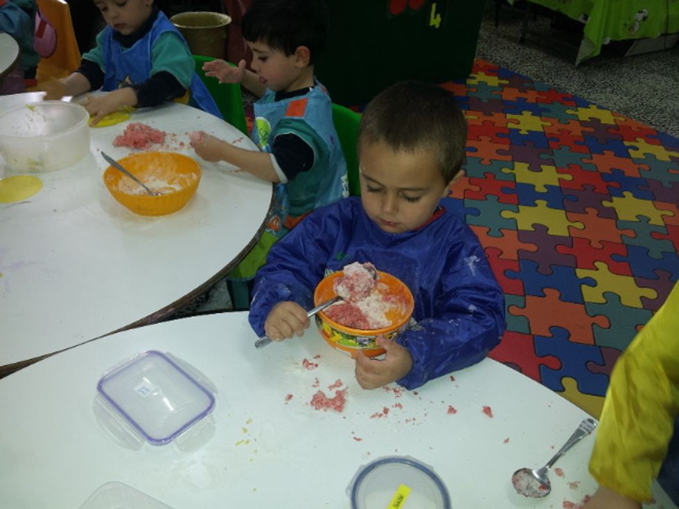 combine flour and salt and mix well with a spoon