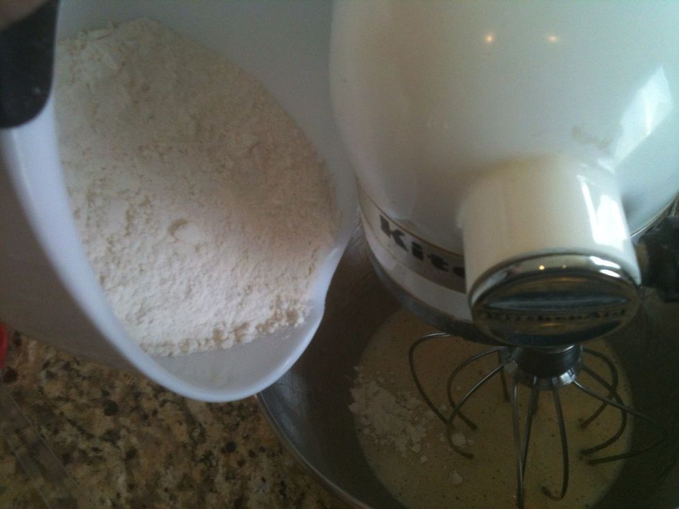 Combine flour, salt, and baking powder. Gradually add to egg mixture.