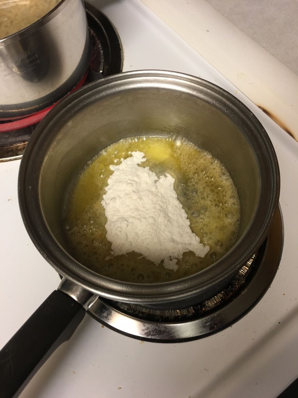 Combine flour with butter in saucepan