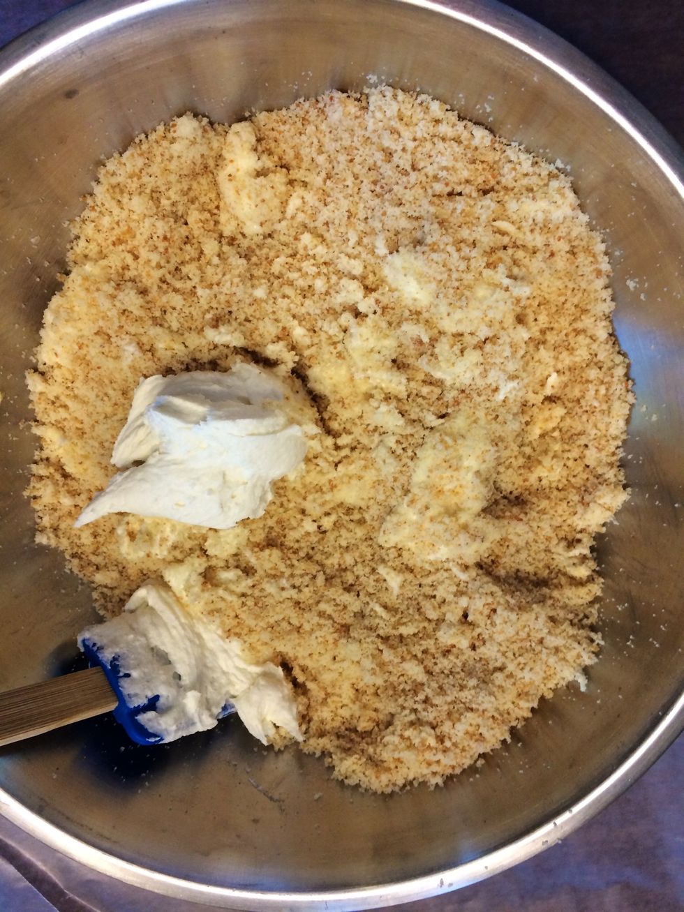 Combine frosting and cake a little at a time