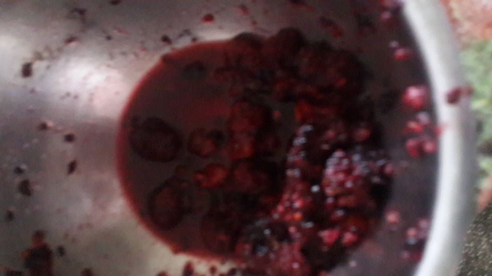 Combine fruit berries and sugar and then dispose of it, ready to be in the mix on ice cream