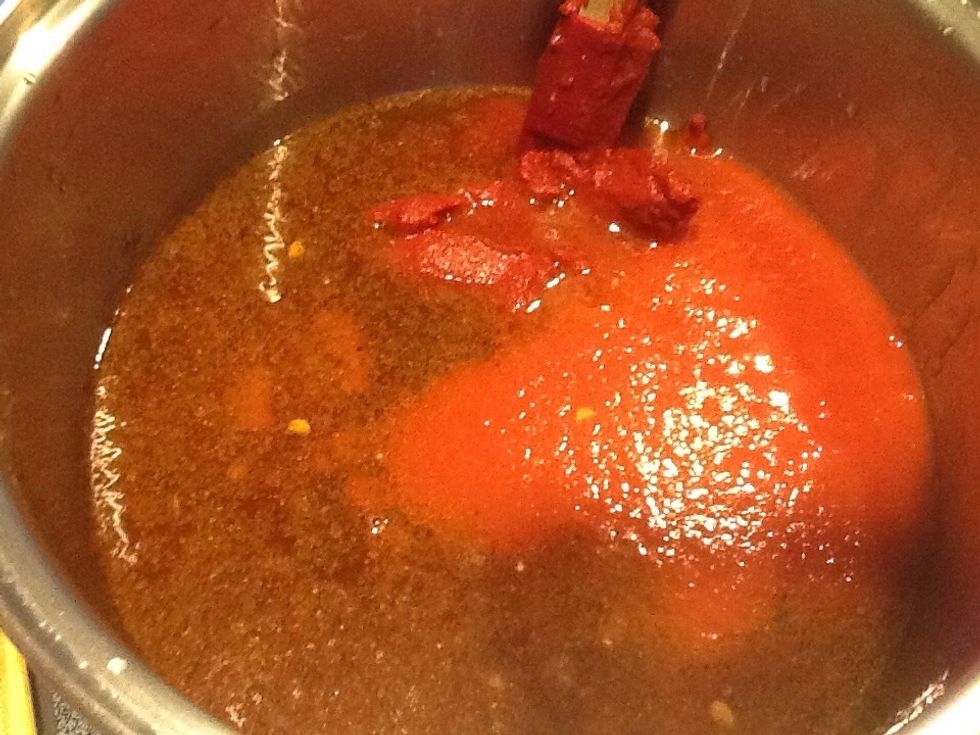 Combine ingredients in sauce or fry pan. Stir occasionally and simmer one hour.