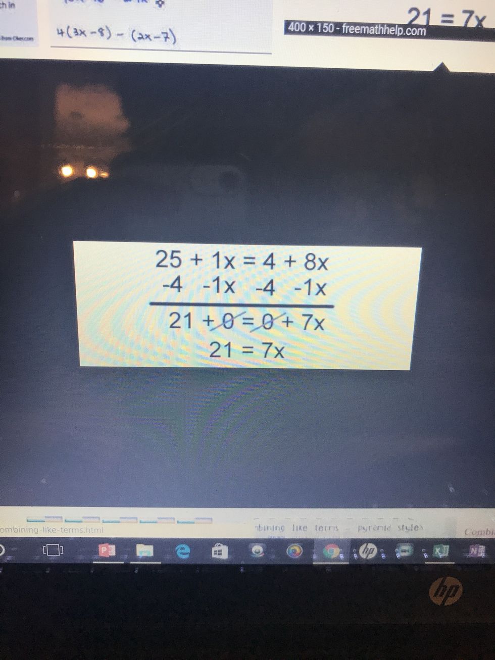 Combine like terms in the equation if possible. For example, 3p+p=4p.