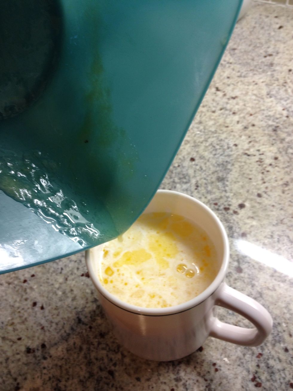 Combine melted butter and hot cream.