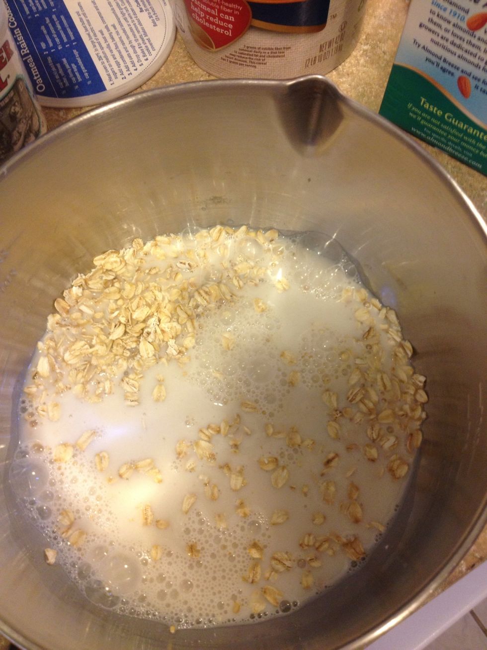 Combine milk and oats in a bowl, let stand 10 minutes