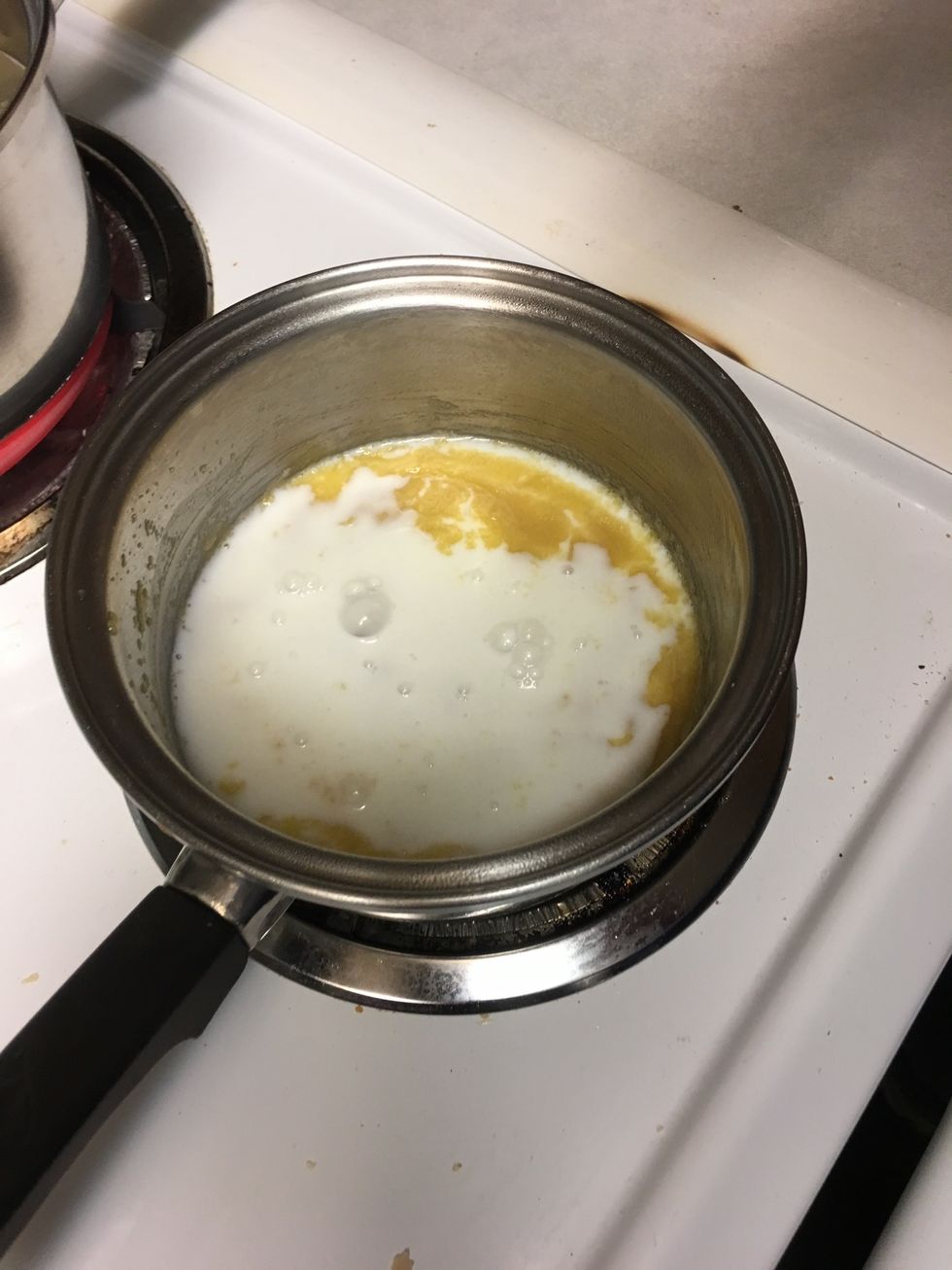 Combine milk in saucepan