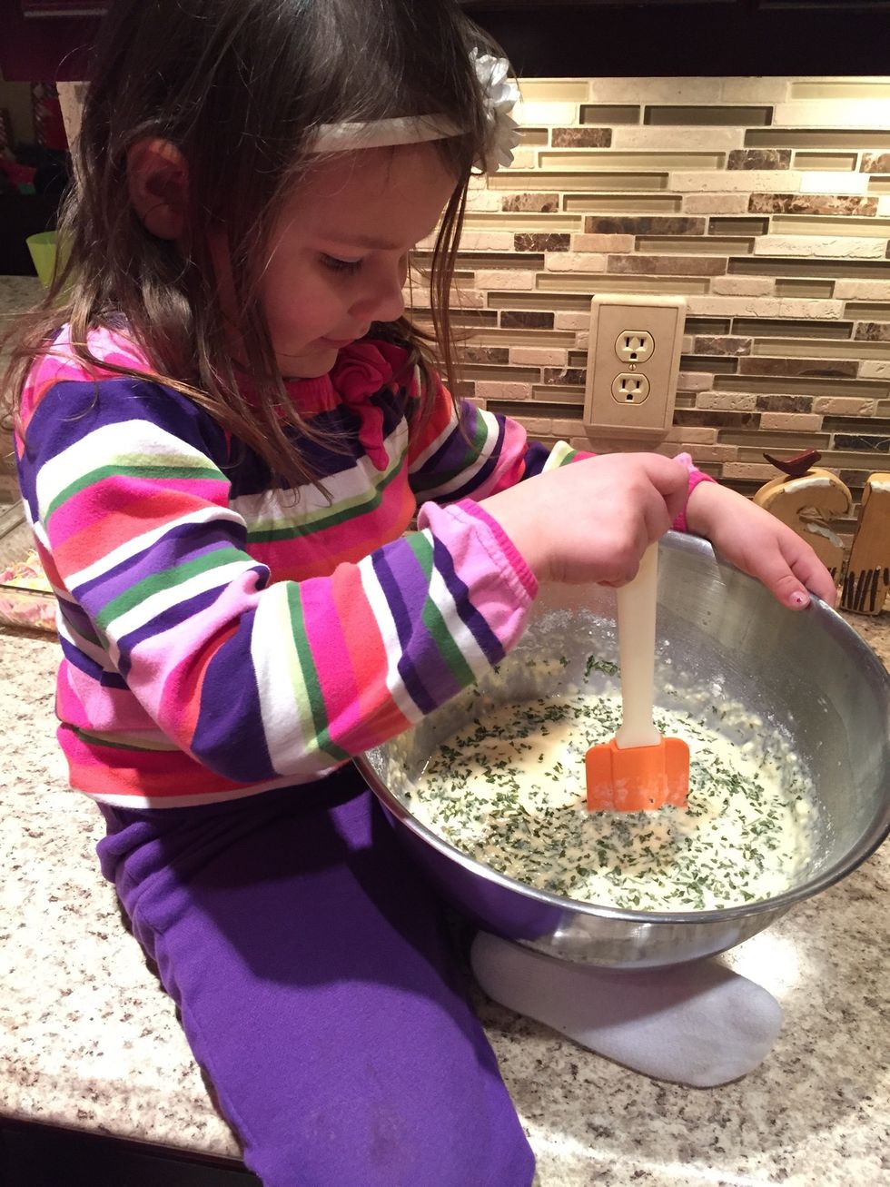Combine parsley, basil, salt, and pepper