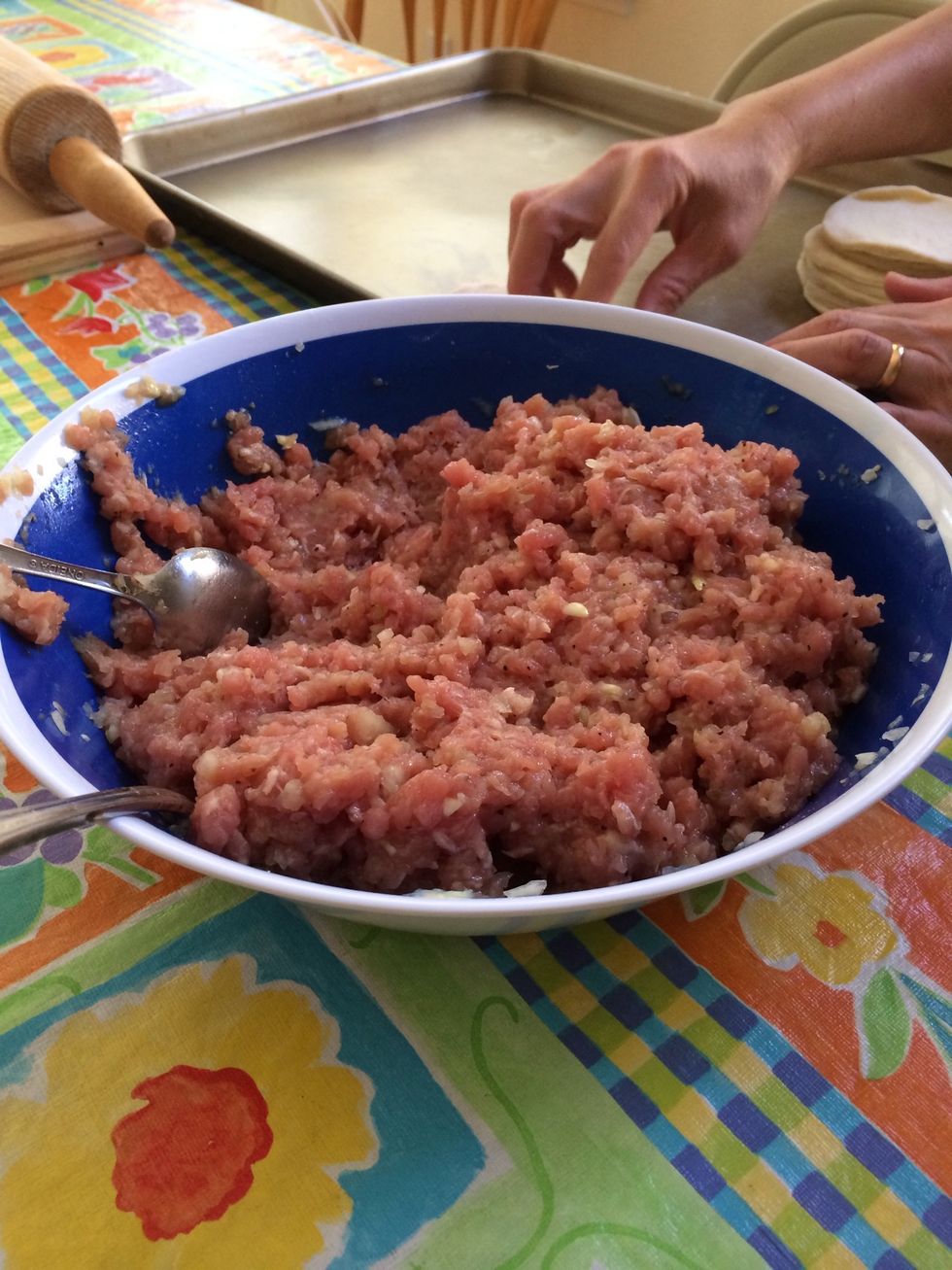 Combine pork and all ingredients for 1 pound of pork