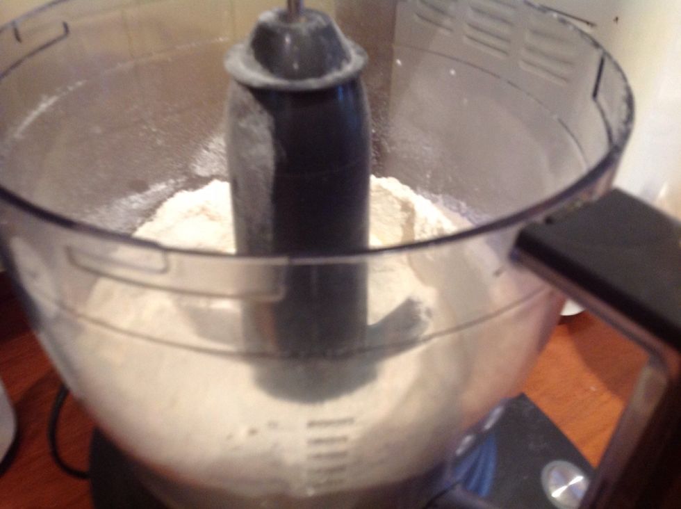 Combine salt, flour and sugar into a food processor until mixed