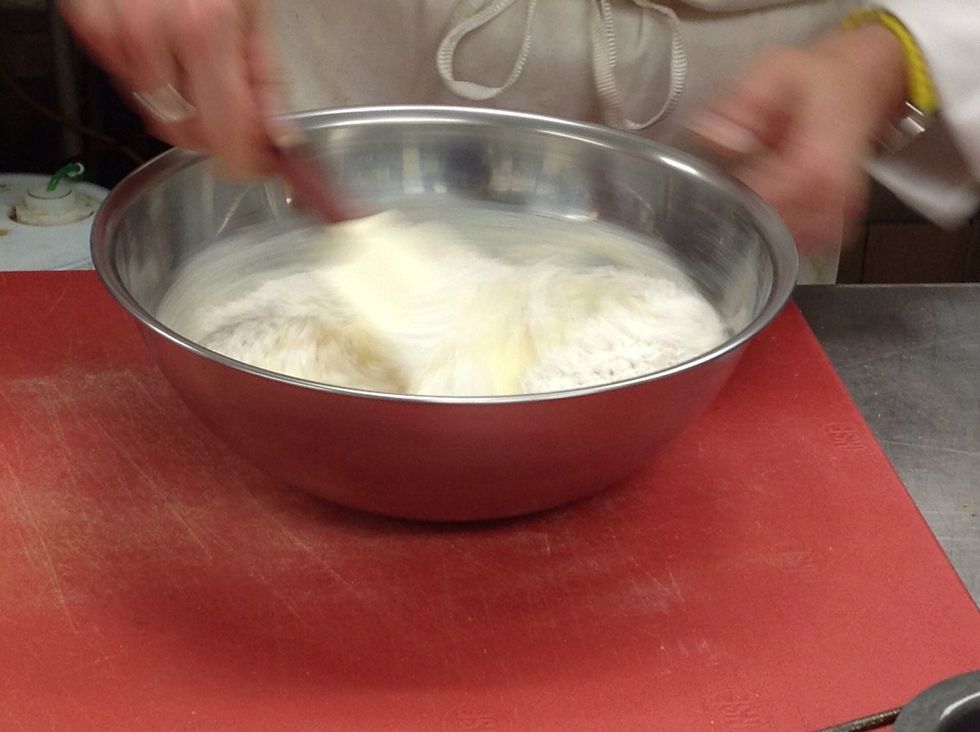 Combine slightly beaten eggs, flour, milk and salt just until smooth.