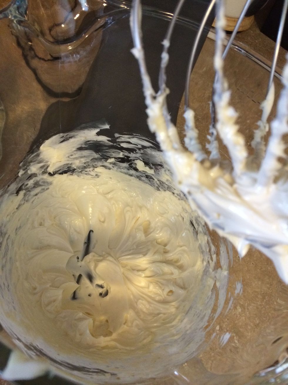 Combine softened butter and vanilla mix until fluffy