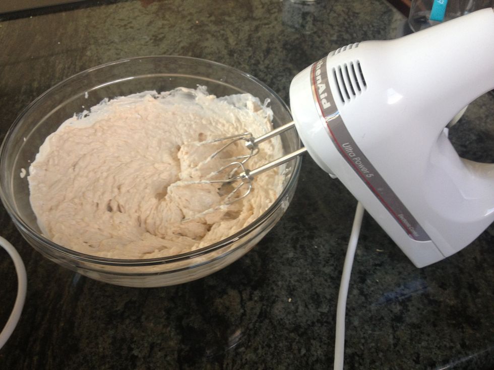 Combine sour cream, cream cheese and taco seasoning.