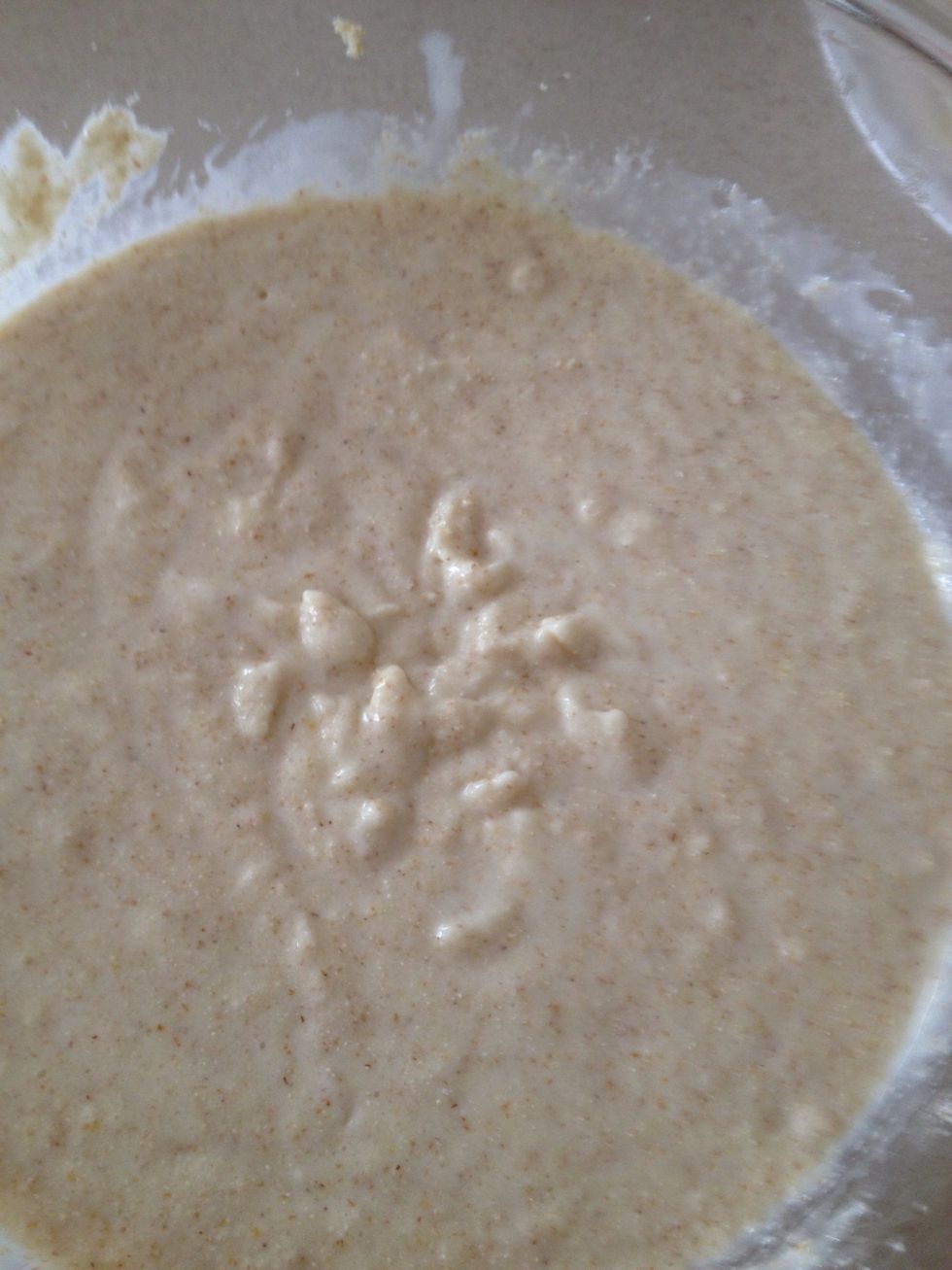 Combine sour cream mixture and semolina mixture and mix well.
