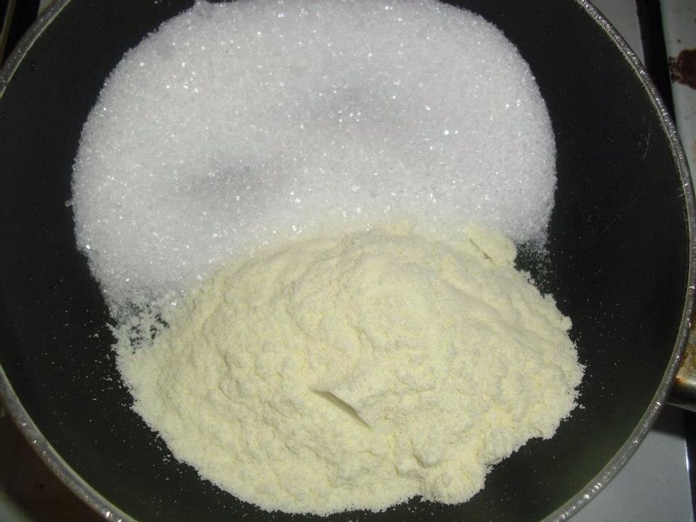 Combine sugar and dry milk.