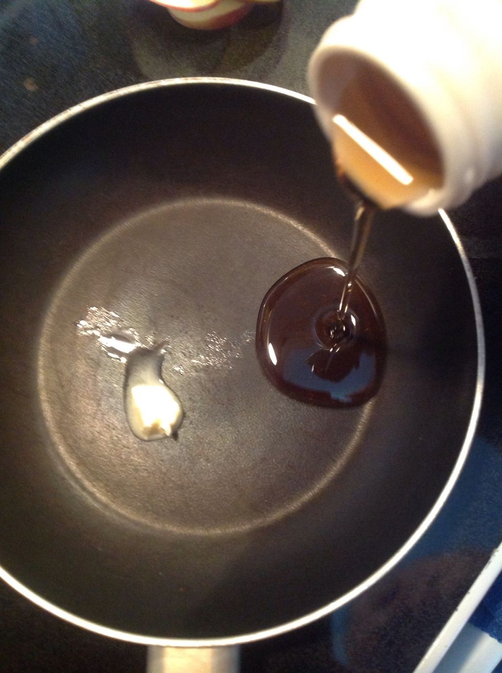 Combine the butter and the maple syrup in a small pan