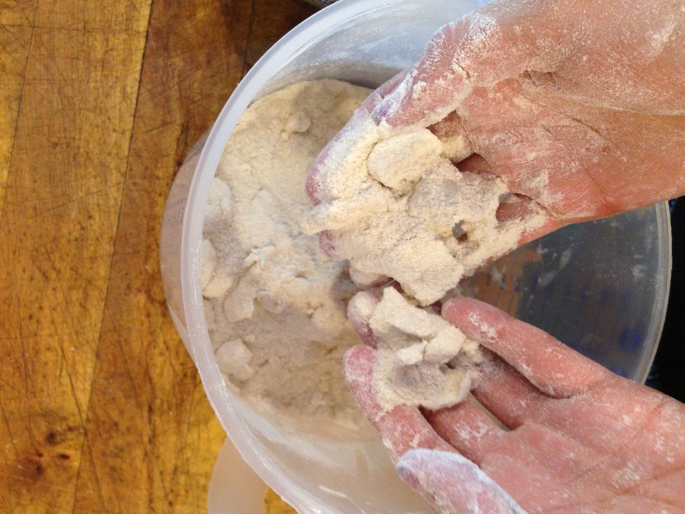 Combine the butter, cream cheese, flour and sugars, crumble with your fingers!