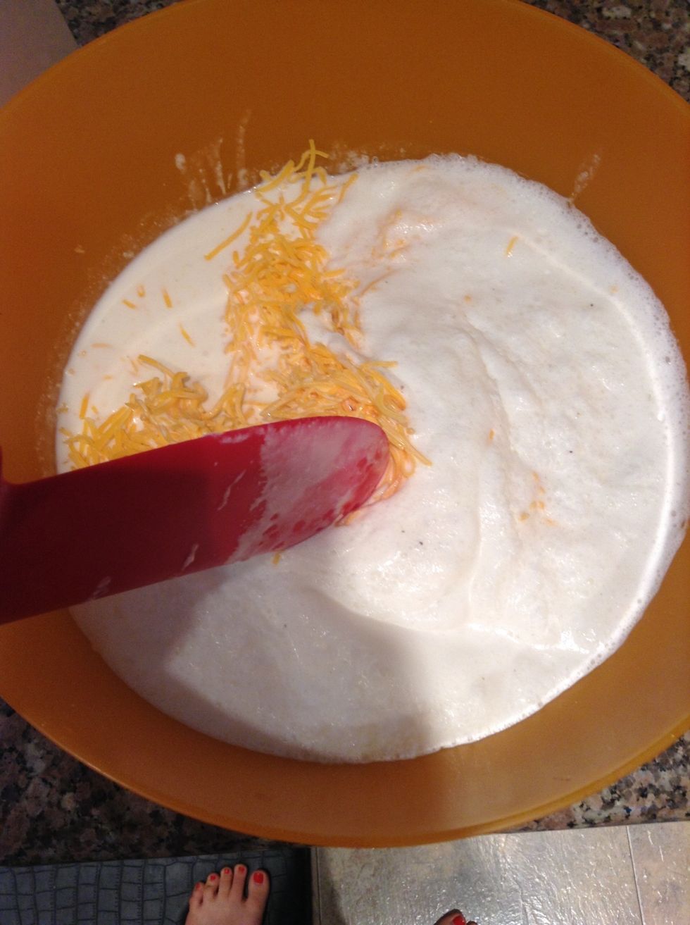 Combine the cottage cheese milk mixture.