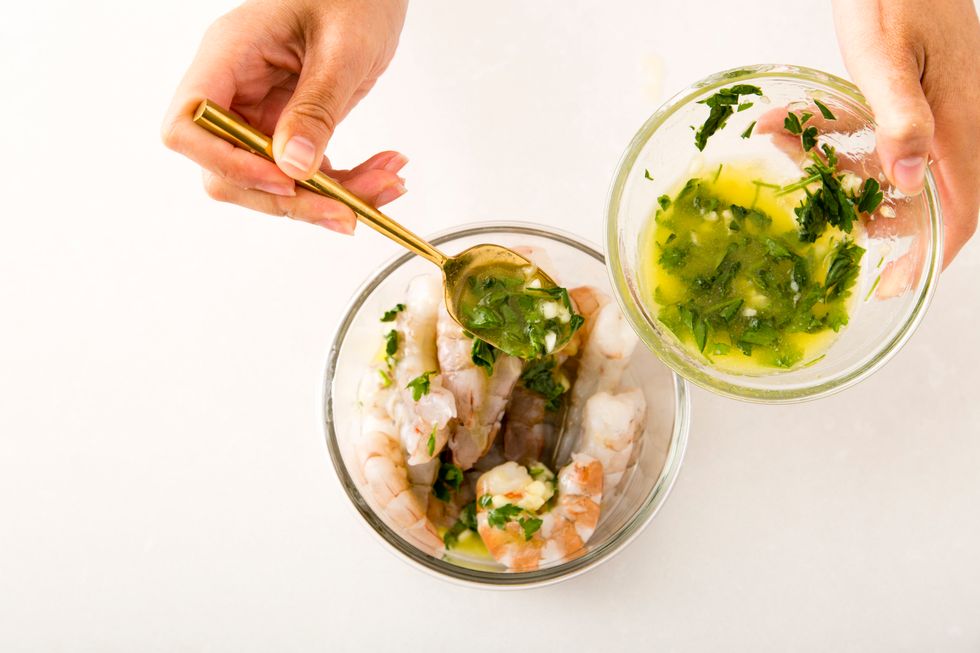 Combine the marinade and your shrimp.