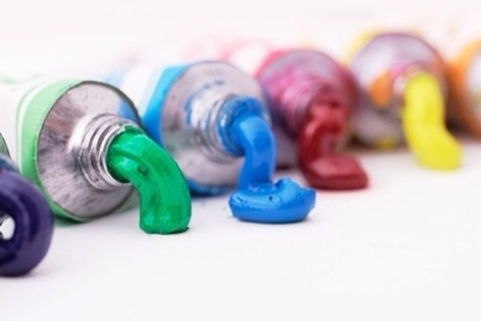 Combine water and acrylic paint until the mixture is still a liquid but colored completely. Make sure there is no lumps of paint. Now just think of your nails as a canvas and paint!